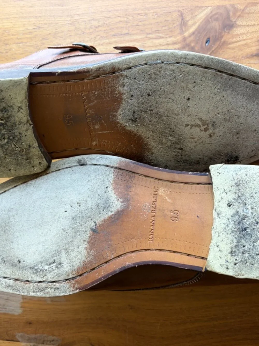 Banana Republic Men’s Brown Leather Double Monk Strap Shoes Size 10